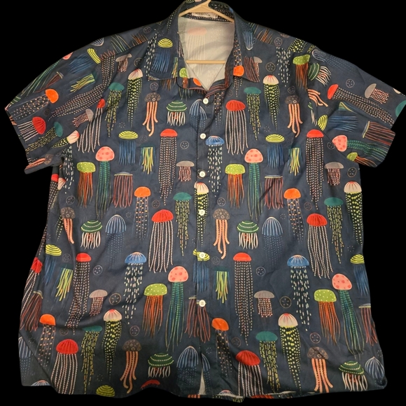 Misslook Hawaiian Colorful Jellyfish Print Men's Shirt - Picture 1 of 1